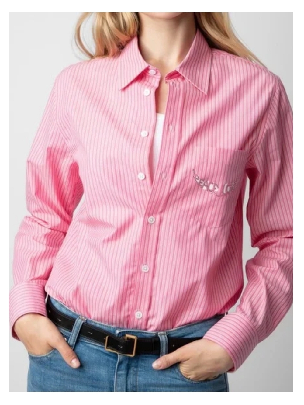 Zadig & Voltaire Taskiz Pop Stripe rhinestone-embellished button-down shirt. 